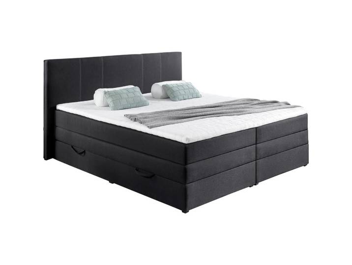Boxxx Boxspringbett, Schwarz, Kunststoff, H2, Höhe ca. 16 cm, 180x200 cm, Topper durchgehend, Schlafzimmer, Betten, Boxspringbetten