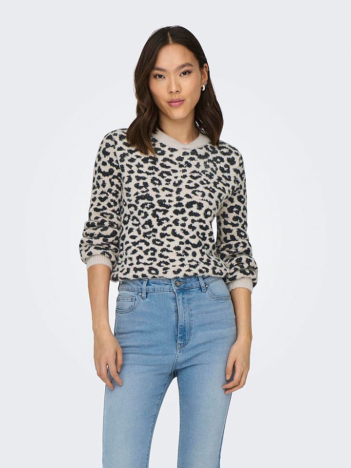 JDY Pullover "Lorraine" in Creme/ Schwarz - M