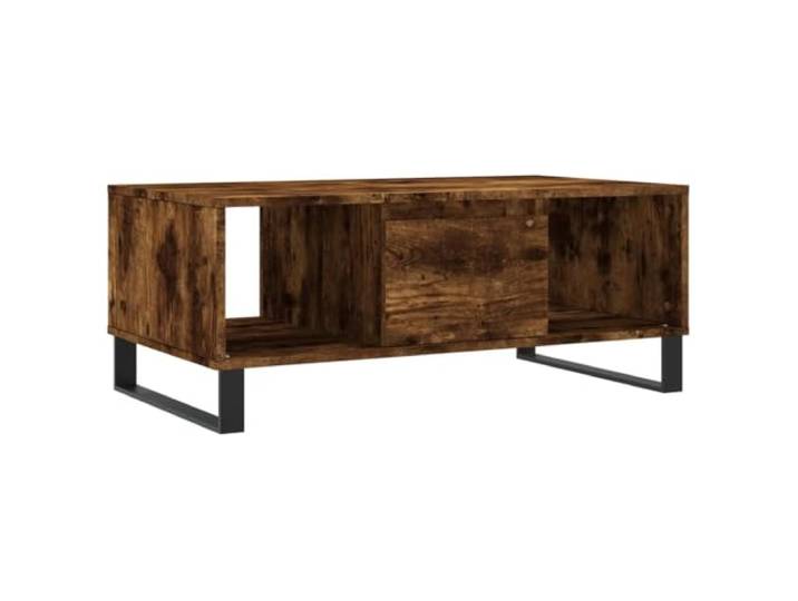 Favemtsl Couchtisch Räuchereiche 90x50x36,5 cm Sofatisch mit Schublade Moderner Wohnzimmertisch in Räuchereiche-Optik mit stabiler Metallbeinstruktur und praktischem Stauraum für Snacks.