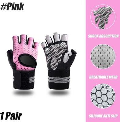 Useful Little Things Weightlifting Gloves With Integrated Wrist Support Wraps pink xl