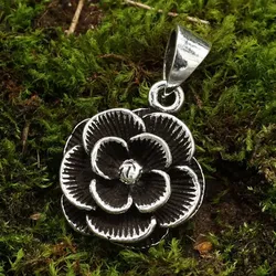 Drachensilber Große Rose Schmuck Kettenanhänger 925 Silber - Silber;Blumenmuster