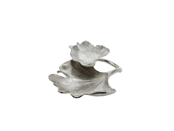 Dekoschale, Silberfarben, Metall, Blatt, 34x9.5x30 cm, robust, Dekoration, Dekoschalen