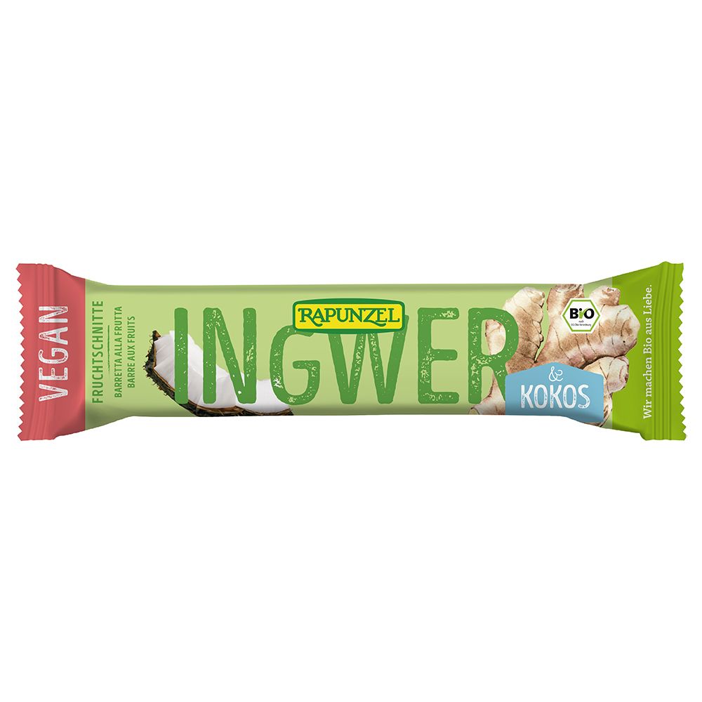 Rapunzel Bio Fruchtschnitte, Ingwer-Kokos 40 g Riegel