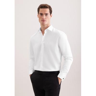 Smokinghemd SEIDENSTICKER, Herren, Gr. XL (43), verlängerte Ärmellängen, weiß, 100% Baumwolle, unifarben, regular fit, Doppelmanschette, Hemden, Gala Uni