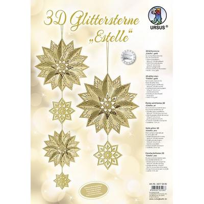 URSUS 3D-Glittersterne 'Estelle', gold