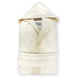 The One Towelling Unisex Kapuzen Bademantel Velour Bathrobe ivory 2XL/3XL
