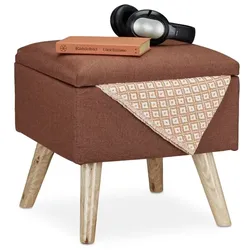 Relaxdays Hocker mit Stauraum Braun,Hellbraun
