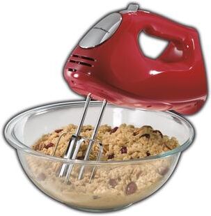 Hamilton Beach Red 6 Speed Hand Mixer with Snap-on Case