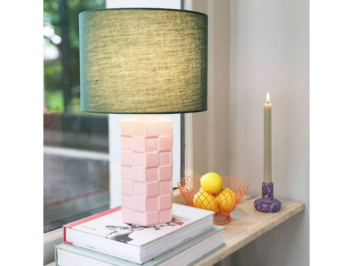 Check Pink Tischlampe, pink/grün, Steinzeug - &Klevering - Schlafzimmer - Design - Keramik