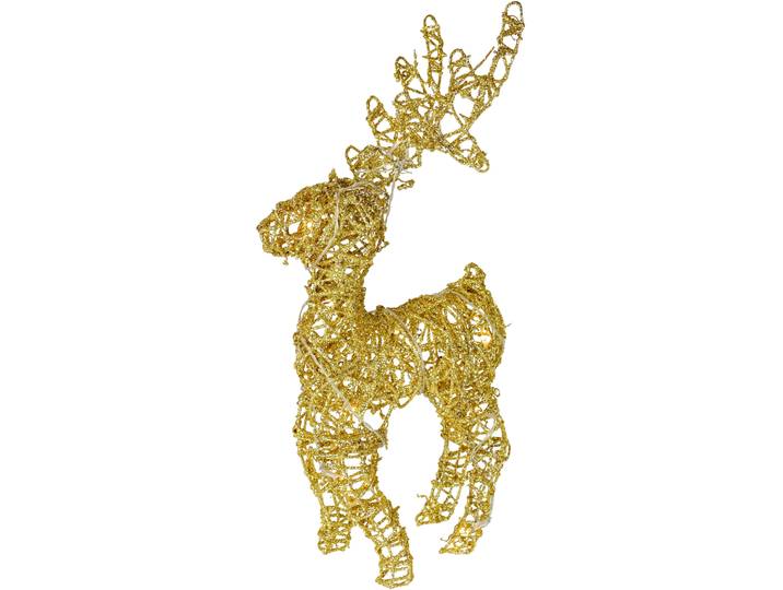 LED-Dekofigur I.GE.A. LED-Rattan-Hirsch , gold, B:24cm H:50cm, Draht, Dekofiguren, LED-Dekofigur, Statue leuchtend Weihnachtsdeko Figur Reh Skulptur Garten