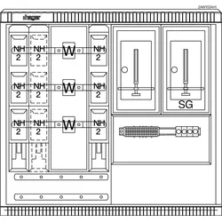 Hager ZAW102AH1 Wandler- und Messschrank, universN, bis 250 A, TN-S Netz, HanseWerk/Stw.Schwerin