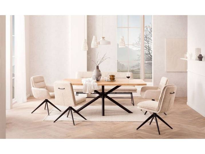 Esstisch HOME AFFAIRE, beige (natur, schwarz, natur), B:200cm H:77cm, Tische, Esstisch
