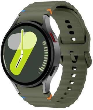 Everyday Crate Samsung Galaxy Watch FE 40mm Silicone Watch Band Wave Pattern Adjustable Replacement Strap army Green