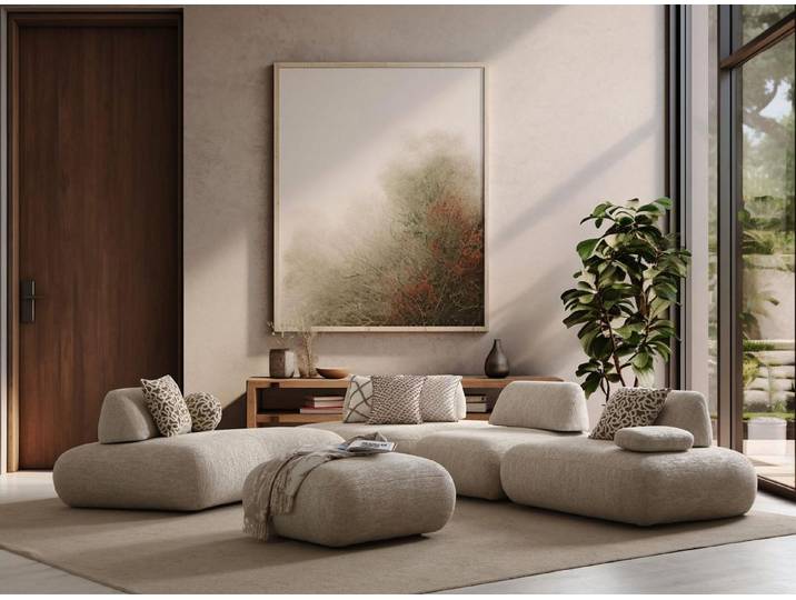 JVmoebel Ecksofa Beiges Designer Sofa mit pflegeleichtem Polsterstoff