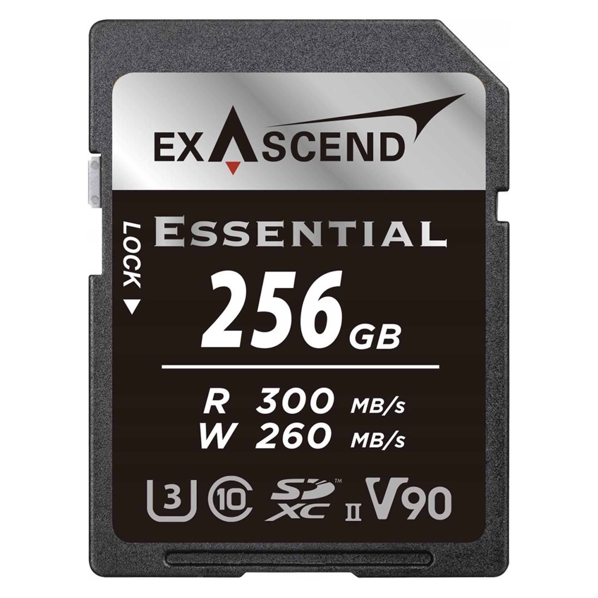 Exascend SDXC-Card 256GB UHS-II V90 R300/W280 Essential Serie (Neuheit) (256 GB, SDXC, U3, UHS-II) (EX256GSDU2-S)