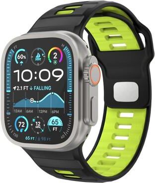 Everyday Crate Apple Watch Silicone Watch Band Checkered Reverse Buckle Adjustable Sport Strap black Green