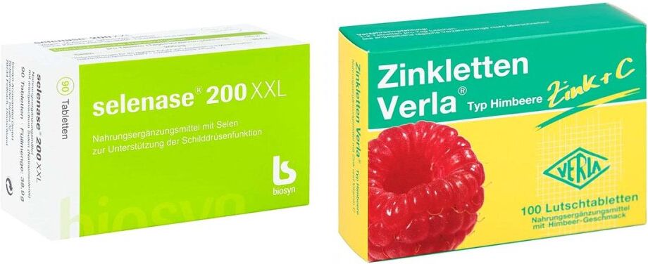 Selenase 200 XXL Tabletten +Zinkletten Verla Himbeer Lutschtabl.