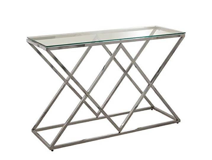 DRW Konsolentisch für Eingangsbereich, Metall, Pyramide und gehärtetes Glas, 120 x 40 x 78 cm, bunt, estandar