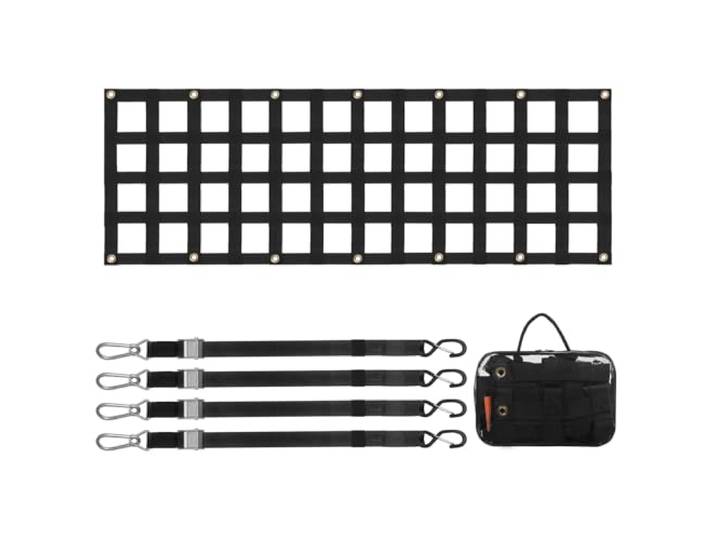 VEVOR Achterklepnet, 1525 x 470 mm, vrachtwagenlaadruknet met 4 verstelbare telescopische riemen, uittrekbaar en duurzaam, flexibele instelling, bagagenet geschikt voor pick-up, aanhanger,