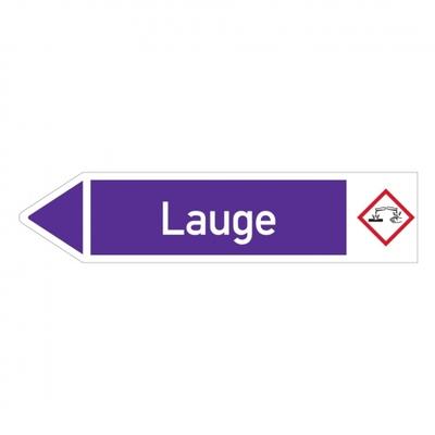 Aufkleber I RKZ-Etikett Lauge,links,DIN,violett/weiß,ab 90mm Ø,440x100mm,2/Bogen