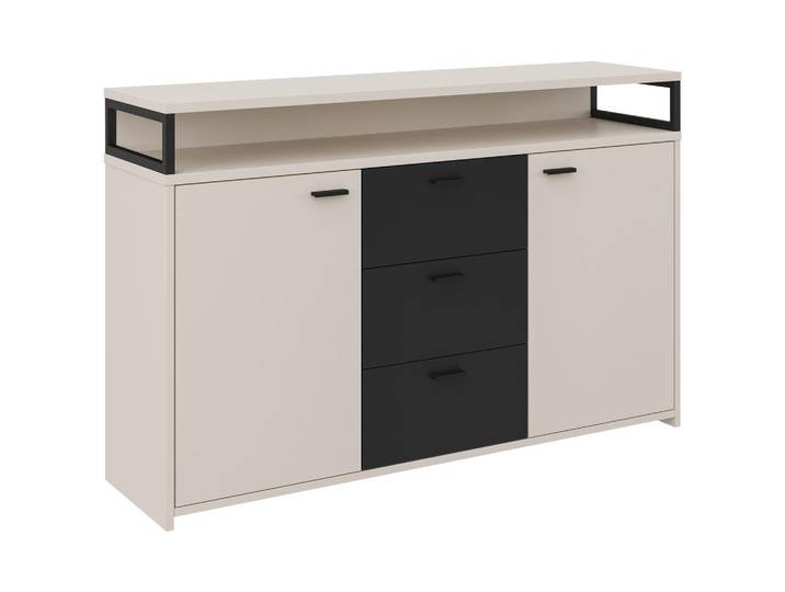 Xora Sideboard, Schwarz, Eiche Artisan, 2 Fächer, 3 Schublade(n) Schubladen, 134x87.8x38 cm, Wohnzimmer, Kommoden & Sideboards, Sideboards