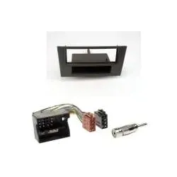 Set: Autoradio 1-DIN Einbaurahmen Radioblende anthrazit + Adapterkabel für Fo...