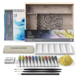 Winsor & Newton, Künstlerfarbe + Bastelfarbe, Watercolour proff. travel box, 20pcs ass. (5 ml)