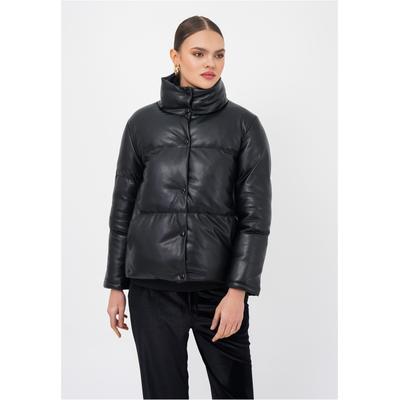 Steppjacke FRESHLIONS "Olena", Damen, Gr. XL, schwarz, 100% Polyester, kariert, unifarben, lang, Jacken Steppjacke, im klassischen Design