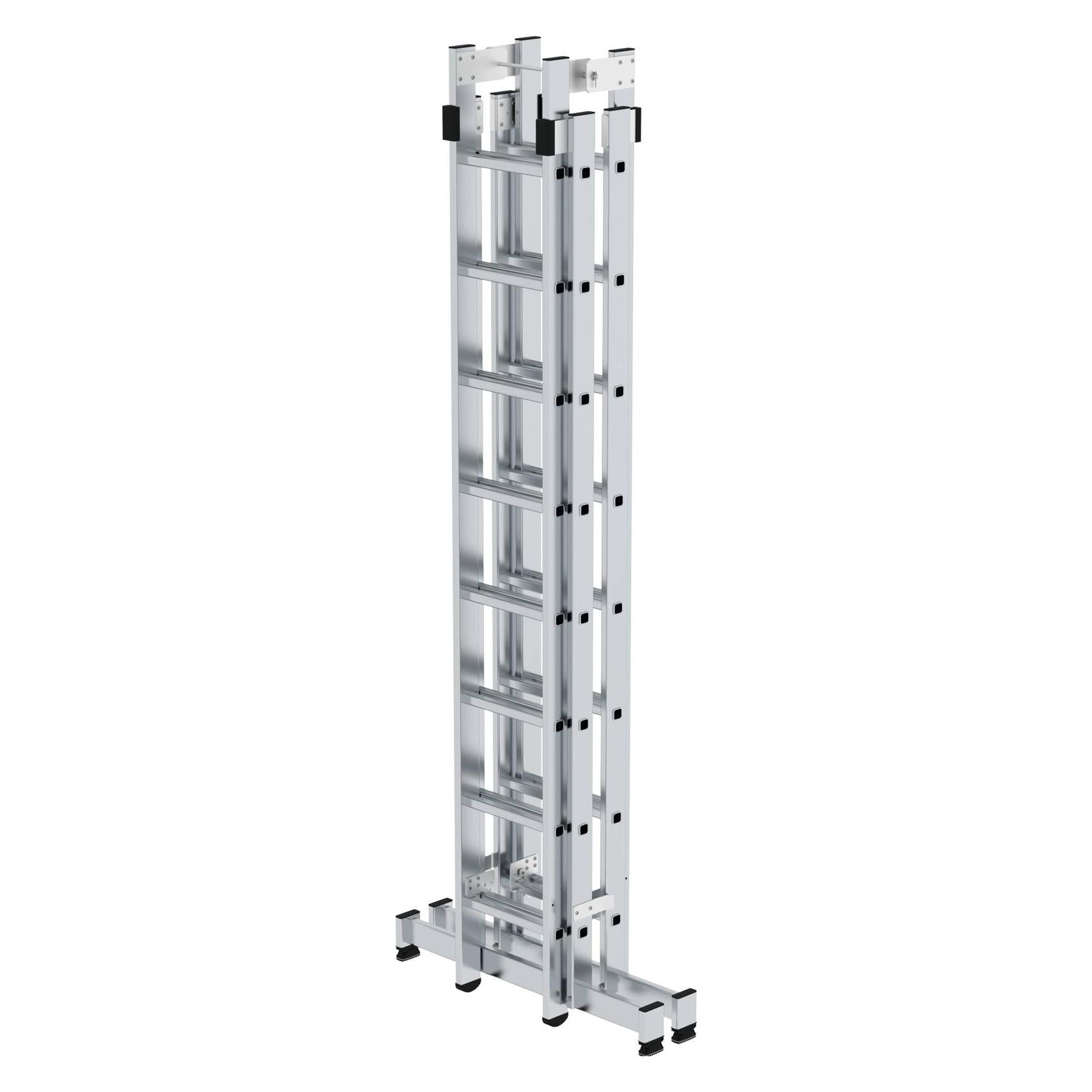 Munk Sprossen-Stehleiter 4-teilig mit nivello-Traverse 4x8 Sprossen (Gerüst, 300 cm) (033032)