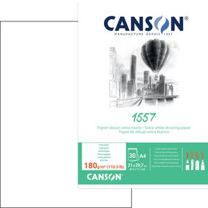 Canson Zeichenblock 1557, A4, 180 g/m², weiß, geleimt, 30 Blatt