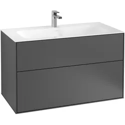 Villeroy & Boch Finion Waschtischunterschrank, 2 Auszüge, mit integrierter Beleuchtung, 996x591x498mm, G02000GN, Farbe: Walnut Veneer