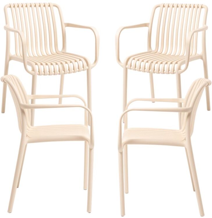 RegalosMiguel Pack 4 Sillas Somer con Reposabrazos - Beige