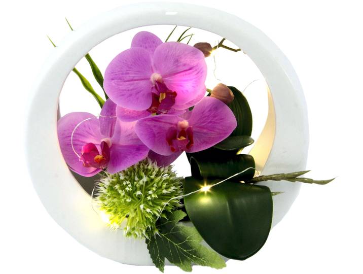 Kunstorchidee OTTO HOME Orchidee , rosa, B:22cm H:20cm, Kunstpflanzen, Kunstorchidee, im Keramiktopf, mit LED-Beleuchtung