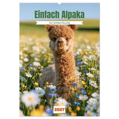 Einfach Alpaka (Wandkalender 2027 DIN A2 hoch), CALVENDO Monatskalender