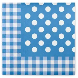 Sovie HOME Serviette Anton in Blau aus Linclass® Airlaid 40 x 40 cm, 12 Stück - Karo Punkte