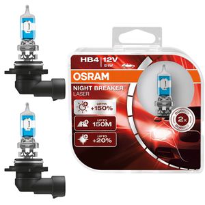 OSRAM Auto-Lampe Night Breaker Laser, HB4, 12 V / 51 Watt, Scheinwerferlampe, Halogen, 2 Stück