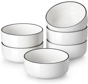 MALACASA LUNA Elegant 6-Piece Porcelain Bowl 24Oz.