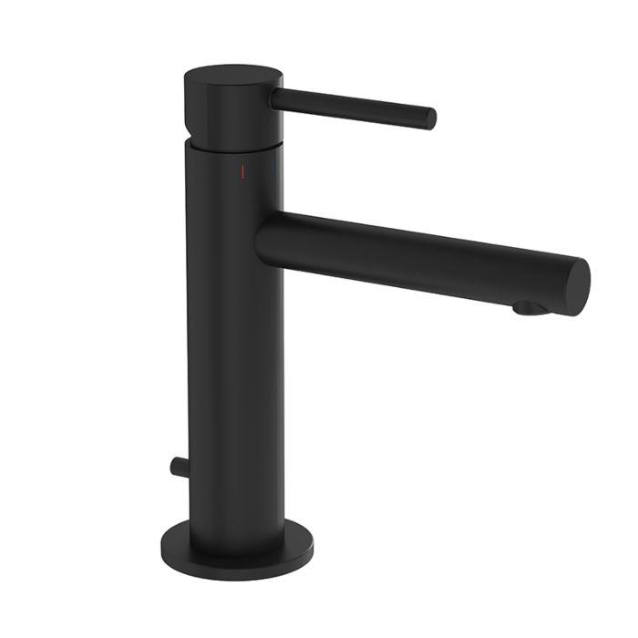 Vitra Origin Waschtischarmatur A4256836 Ausladung 125mm, Einlochmontage, mit Ablaufgarnitur, schwarz matt