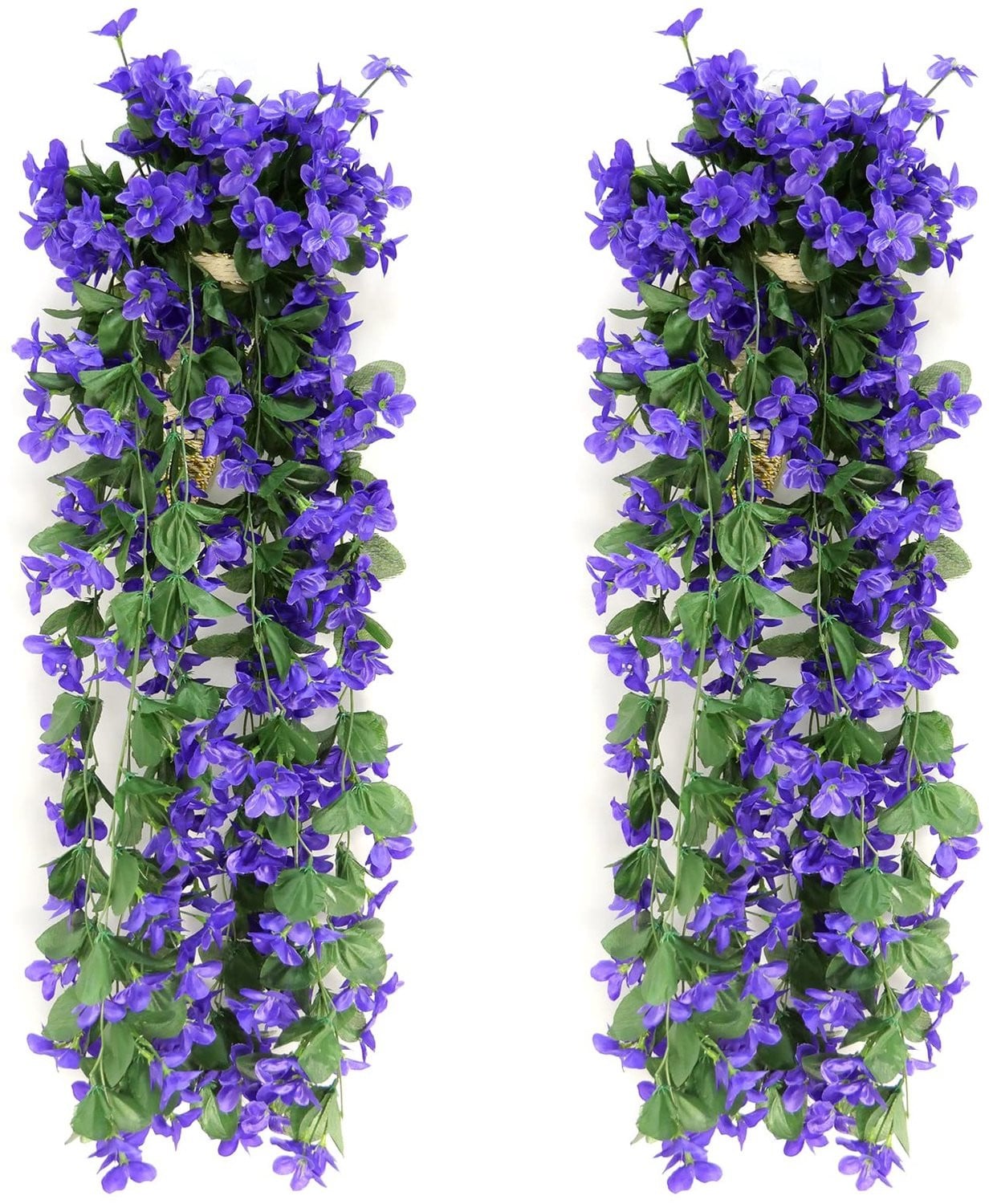Set van 2 groene hangende kunstplanten voor decoratie