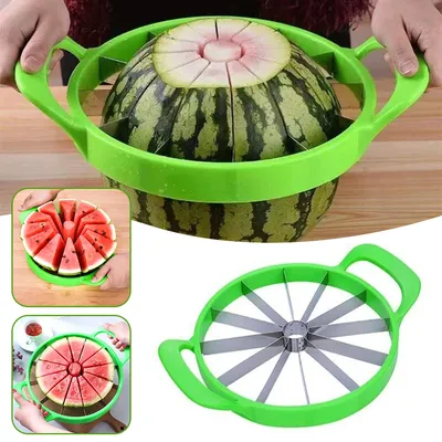 Stainless Steel Watermelon Slicer & Fruit Cutter For Quick, Even Slices Stainless Steel Watermelon Slicer & Fruit Cutter For Quick, Even Slices