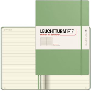 Leuchtturm1917 Notizbuch Master Slim, 363918, Karton Hardcover, Salbei, 62 Blatt / 123 Seiten, 100 g/m², liniert, A4+