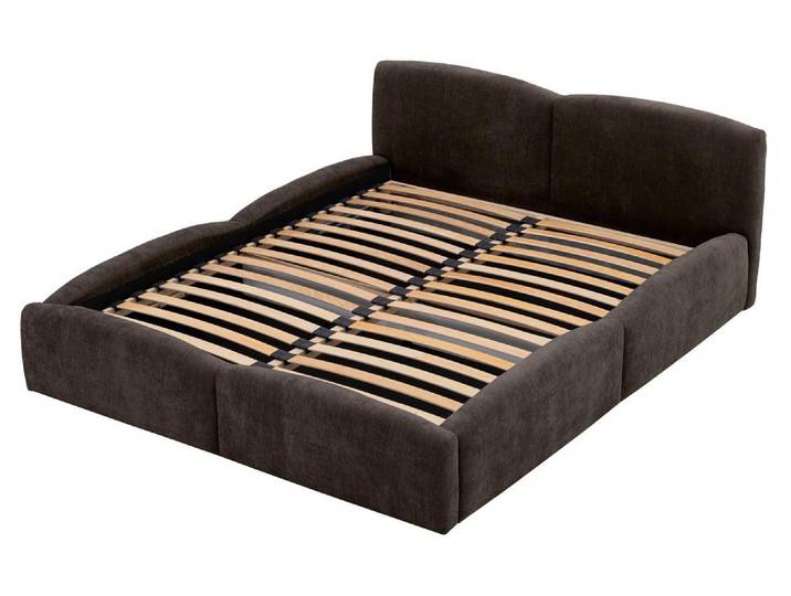 Best Mobilier Carla - lit coffre - 140x200 cm - velours texturé - sommier inclus \, Marron