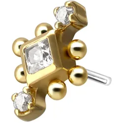 14 Karat Gold Aufsatz mit Titan Push Pin 3 MOISSANITE + KUGELN