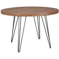 WOHNLING Esszimmertisch rund Ø 120 cm Massivholz Sheesham Esstisch Küchentisch