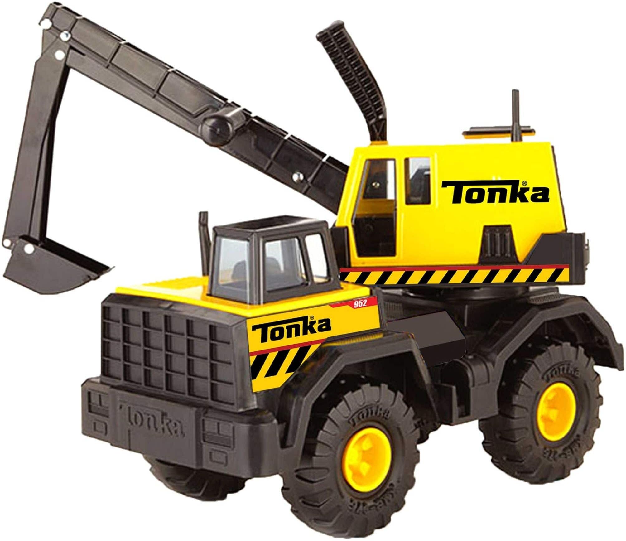 Basic Fun Tonka Steel Classics Toughest Mighty Excavator - Sturdy Construction, Yellow, for Ages 3 and Up