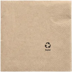 Papstar, Servietten, 100 Servietten, 3-lagig 1/4-Falz 33 cm x 33 cm natur aus recyceltem Papier (100 Stk., 33 x 33 cm)