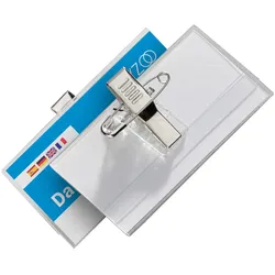 50 Namensschilder Urban 30 Kombiklammer transparent Kombiklammer | 60 x 30 mm, Hart-PVC