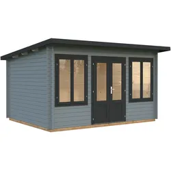 Palmako Gartenhaus Lisa 11,5 m2 - 34 mm hellgrau/anthrazit lackiert