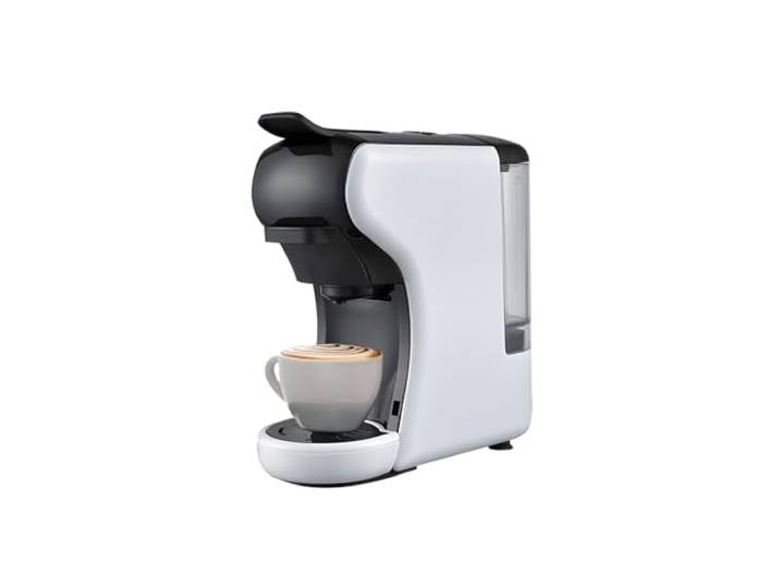 Avilia - Kompakte Kaffeemaschine Grace 1450 W mit automatischer Abschaltung, Auswahl kurzer/langer Espresso, Ein-/Ausschalter und Kompatibilität mit Kapseln und Pads (Weiß)