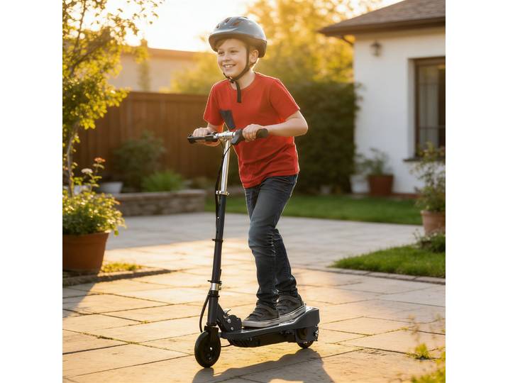HOMCOM Trottinette électrique pliante pour enfant de +7ans, 120W Vitesse max 12km/h, 74x36x82,5-92,5 cm Noir